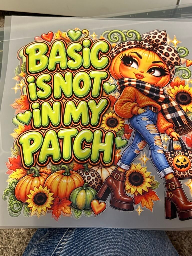 Basic Is Not in My Patch Fall Pumpkin Girl DTF Transfer