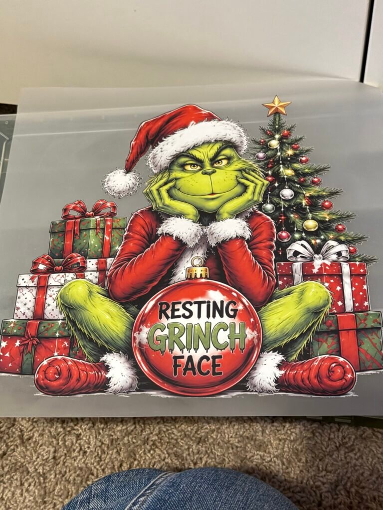 Resting Grinch Face Funny Christmas DTF Transfer