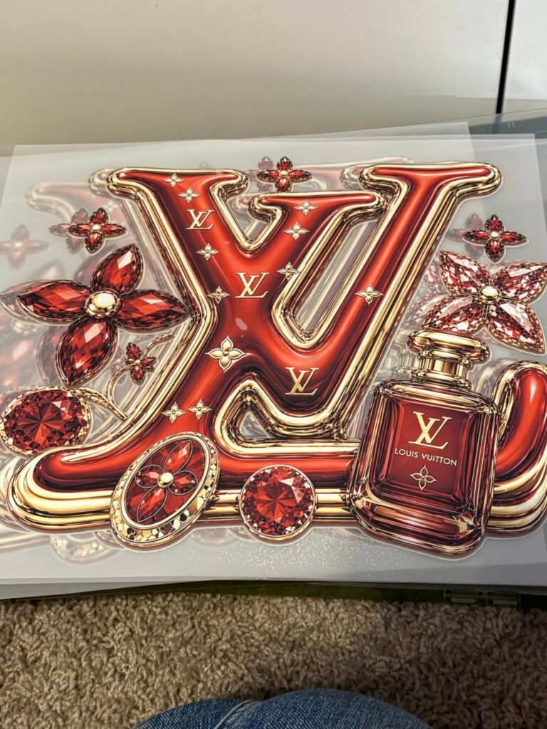 Red LV Luxury Perfume & Jewels DTF Transfer