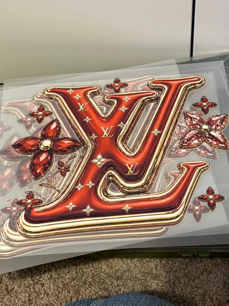 Red LV Luxury Floral Monogram DTF Transfer