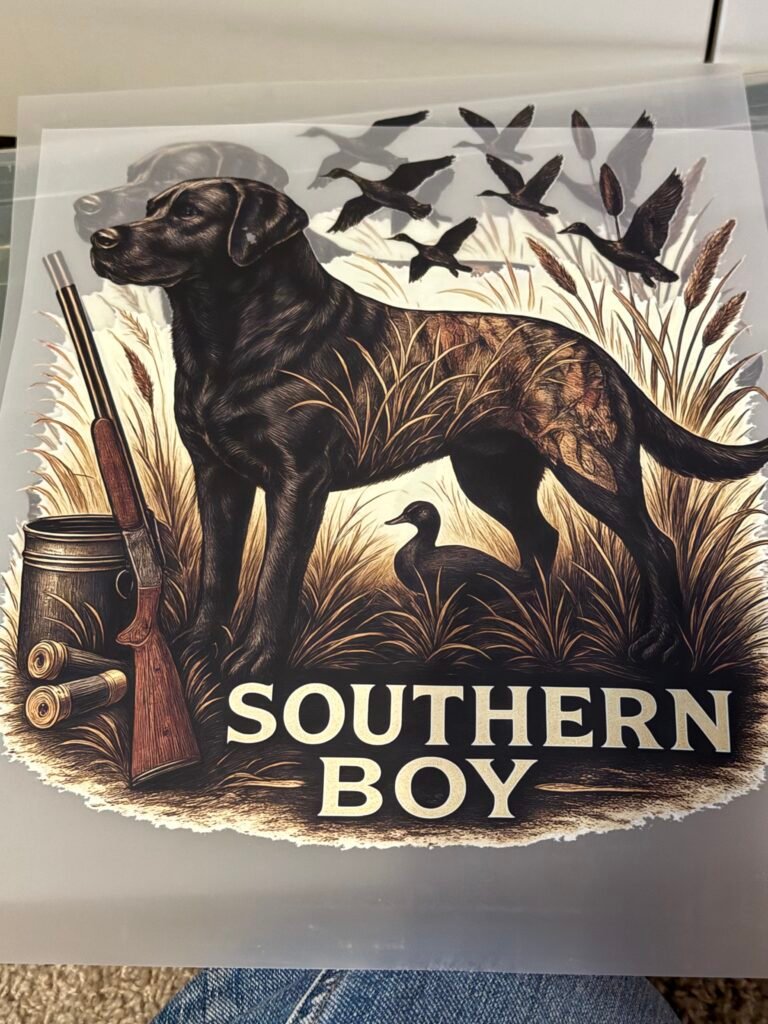 Southern Boy Black Lab Duck Hunting DTF Transfer