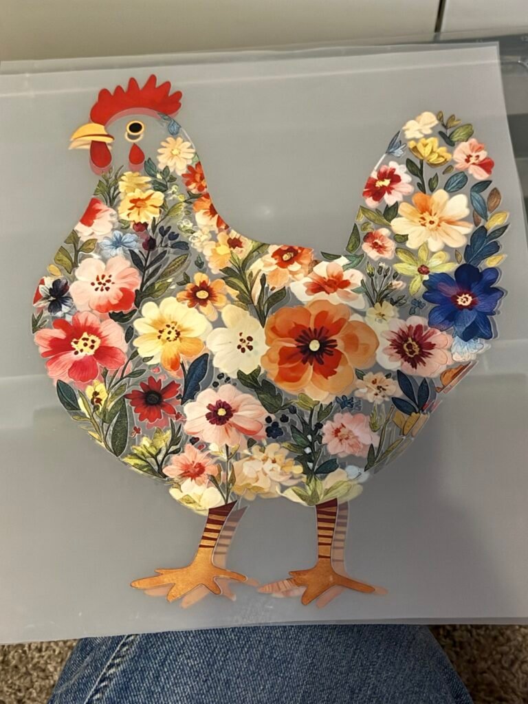 Colorful Floral Chicken Farmhouse DTF Transfer
