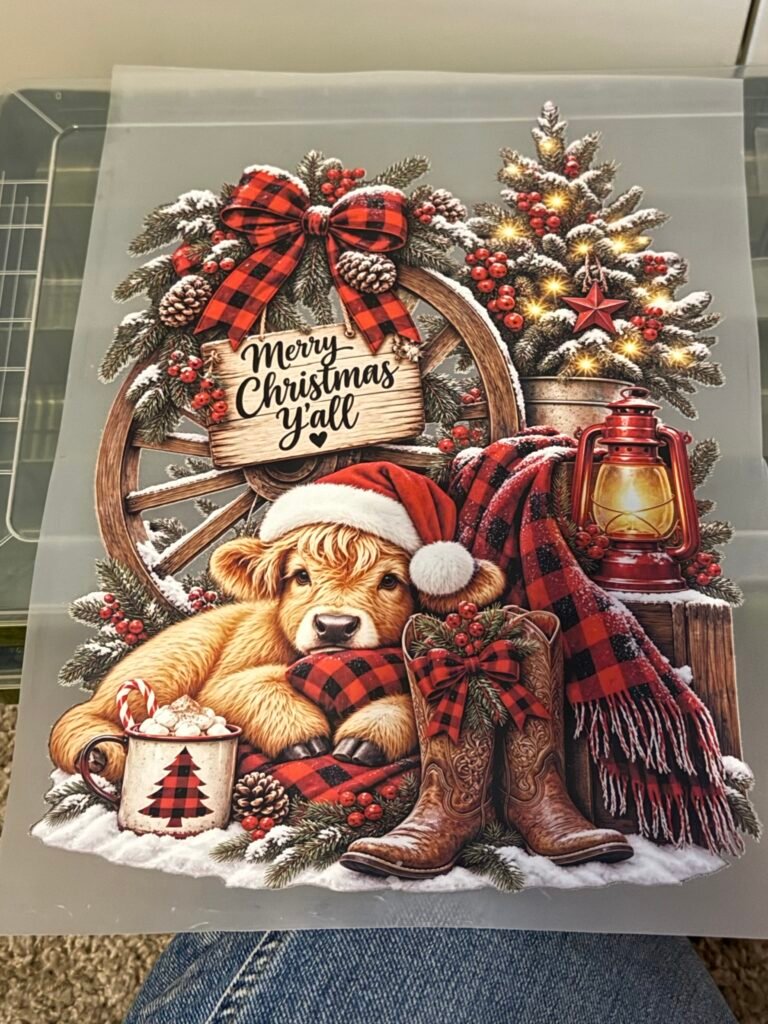 Merry Christmas Y'all Highland Cow DTF Transfer