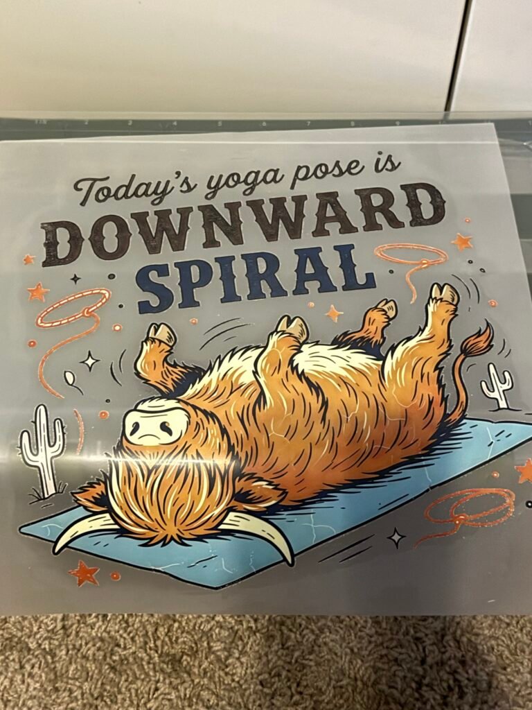 Downward Spiral Highland Cow Funny DTF Transfer