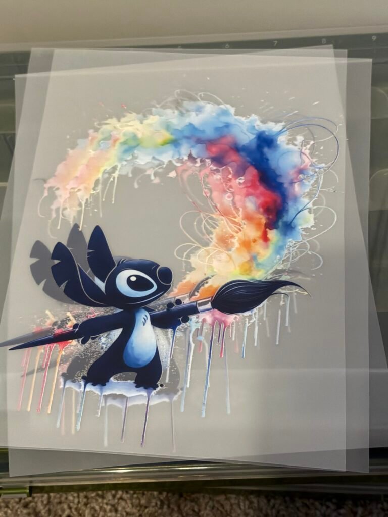 Stitch Rainbow Paint Splash DTF Transfer