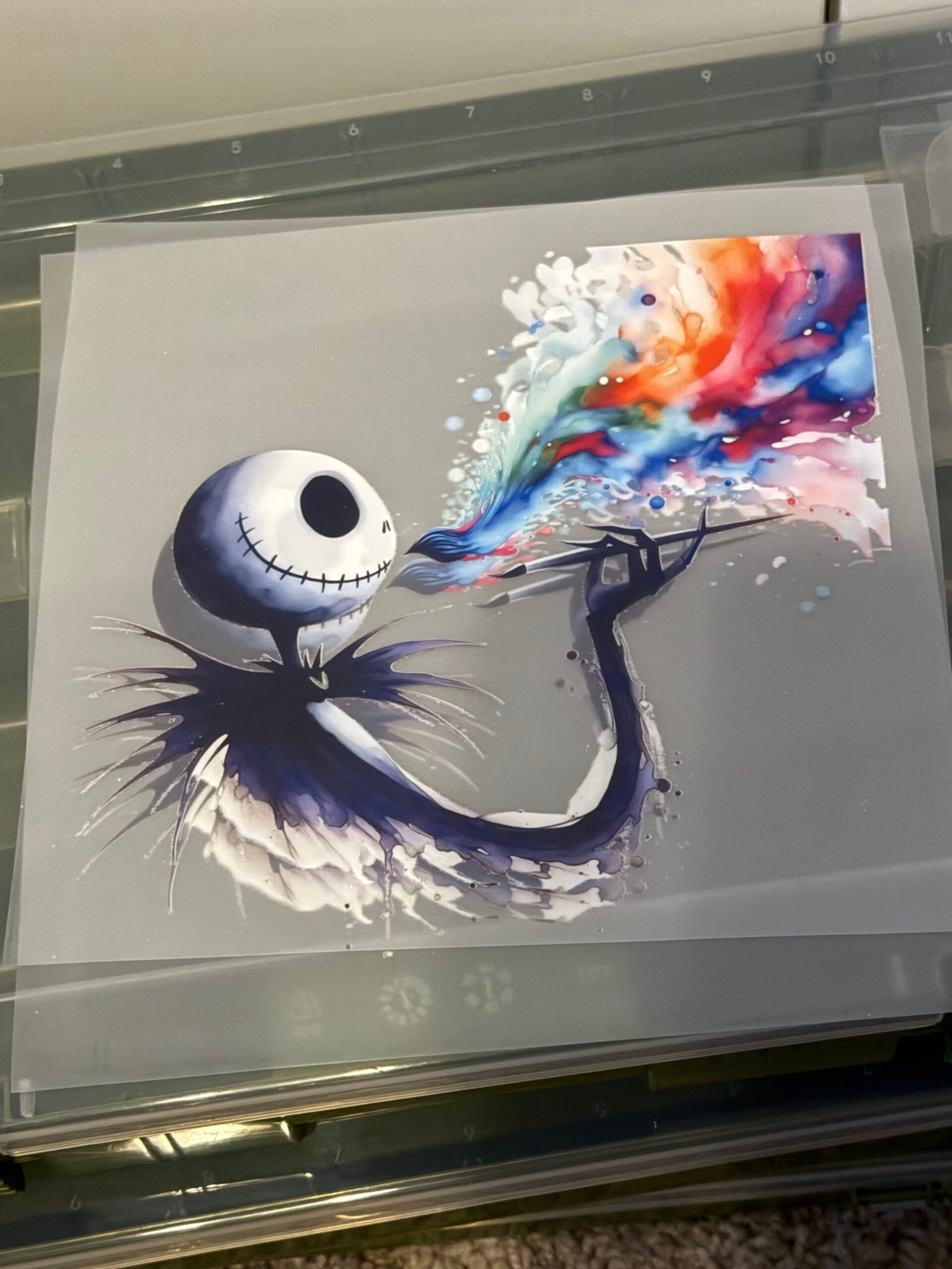 Jack Skellington Rainbow Paintbrush DTF Transfer