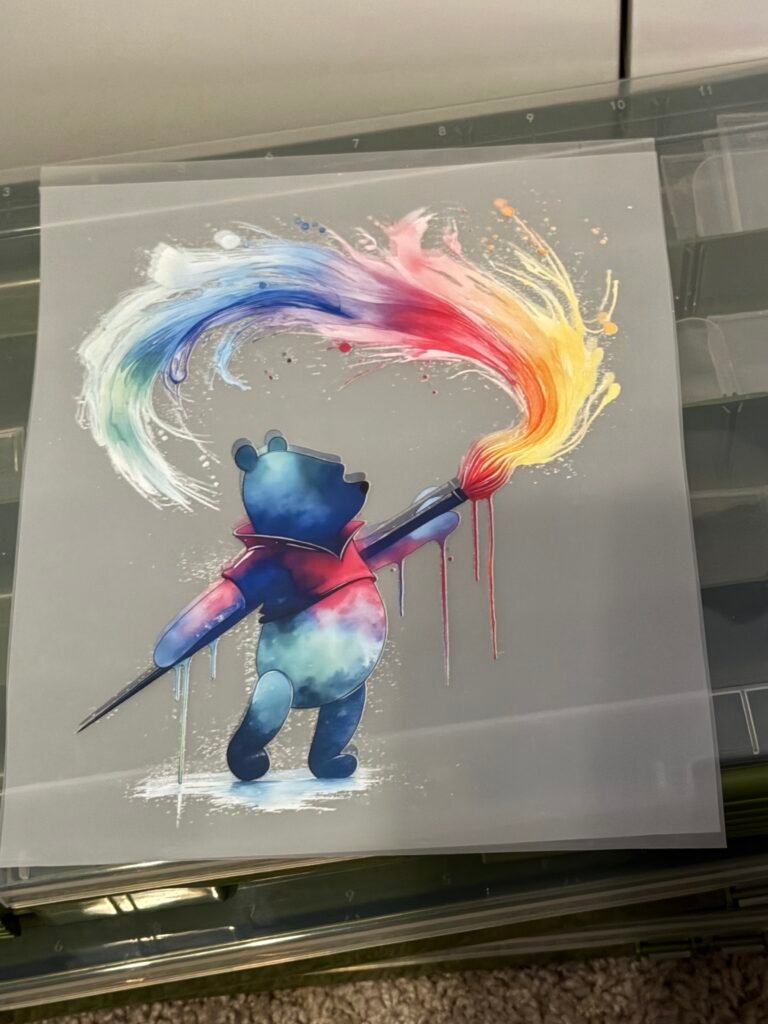Winnie the Pooh Rainbow Paintbrush DTF Transfer
